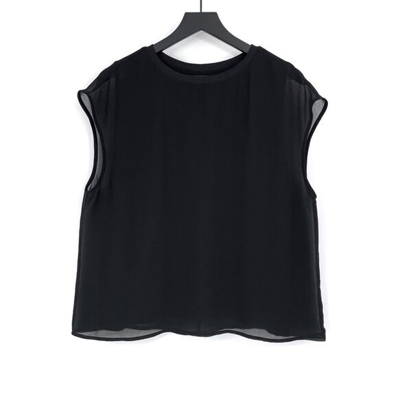 JOHN LEWIS Sleeveless Sheer Overlay Top Black 14 (L) - Picture 1 of 6